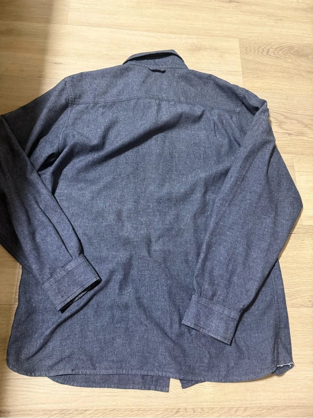 Deus Ex Machina Chambray Dark Wash Cotton Button Down Utility Shirt Mens Size L
